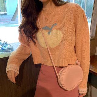 Apple Print Cropped Sweater