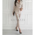 Set: Epaulette Jacket With Belt + Straight-cut Dress Pants
