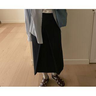 Slit-front Stitch-detail Long Skirt