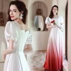Pearl Square Square-neck Gradient A-line Evening Gown