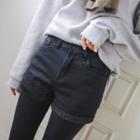 Cuff-hem Coral-fleece Lined Shorts