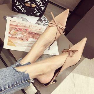 Bow Pointed Toe Kitten Heel Mules