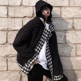 Patchwork Loose-fit Fleece Jacket As Shown In Figure - One Size