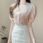 Puff-sleeve Lace-collar Blouse