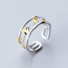 925 Sterling Silver Butterfly Layered Open Ring S925 Silver - Ring - Yellow & Silver - One Size