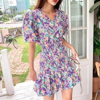 V-neck Smocked Floral Dress