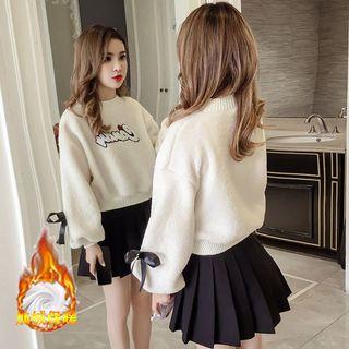 Tie Accent Lettering Sweater