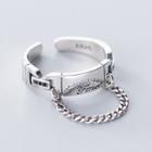 Lettering Chain Layered Open Ring Silver - One Size