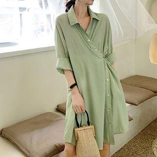 Long-sleeve Plain Shirt + Plain Camisole