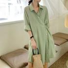 Long-sleeve Plain Shirt + Plain Camisole