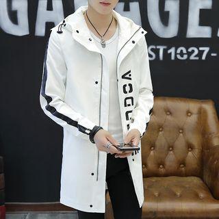 Contrast Trim Lettering Hidden Zip Jacket