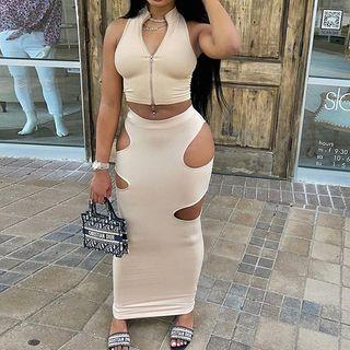 Cutout Maxi Fitted Skirt