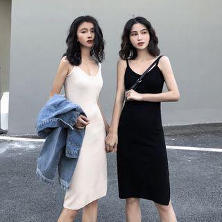Spaghetti Strap Knit A-line Dress
