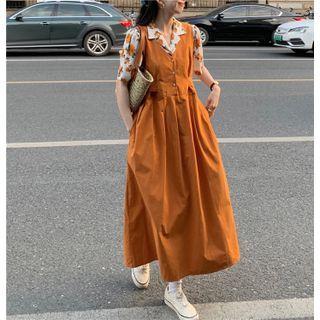 Jumper Dress + Short-sleeve Flower Blouses