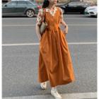 Jumper Dress + Short-sleeve Flower Blouses