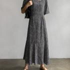 Square-neck Ruffled Floral Maxi Dress
