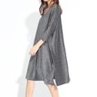 Glittered V-neck 3/4 Sleeve Dress