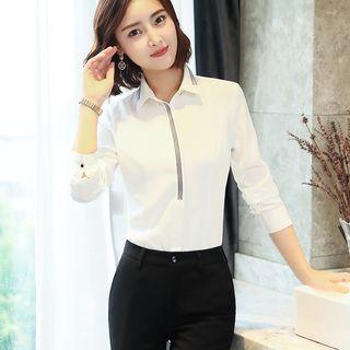 Slim-fit Dress Pants / Mini Pencil Skirt / Long-sleeve Shirt / Set