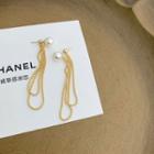 Faux Pearl Chain Fringed Earring 1 Pair - Gold - One Size