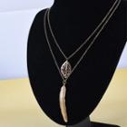 Feather Layered Necklace Gold - One Size