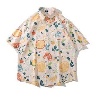 Elbow-sleeve Fruit Print Shirt / Sweatshorts