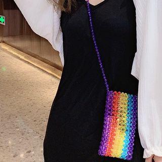 Faux Crystal Rainbow Crossbody Pouch As Shown In Figure - One Size