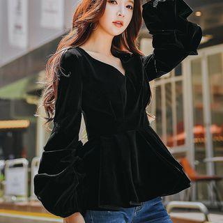 Puff-sleeve Peplum Top