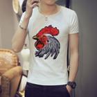 Chicken Embroidered Short Sleeve T-shirt