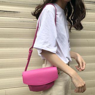 Faux Leather Foldover Crossbody Bag