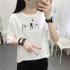 Short-sleeve Penguin Embroidered T-shirt