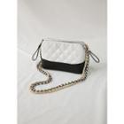 Two-tone Quilted Shoulder Bag Black - One Size