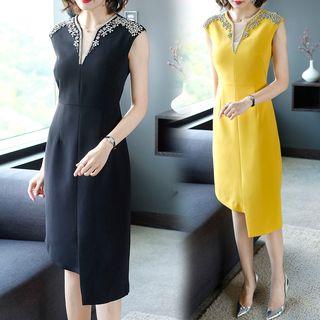 Rhinestone Sleeveless Sheath Dress