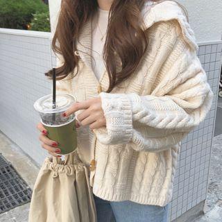 Collared Toggle Cable Knit Cardigan