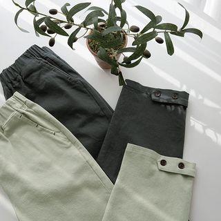Band-waist Tab-hem Pants In 2 Lengths
