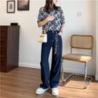 Scarf Accent High-waist Jeans