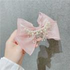 Faux Pearl Bow Hair Tie Pink & White - One Size