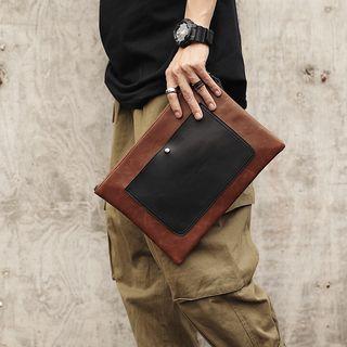 Faux-leather Clutch Coffee - One Size