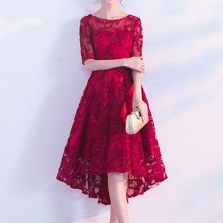 Short-sleeve A-line Cocktail Dress / Evening Gown
