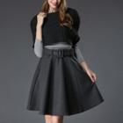 Set: Cropped Sweater + 3/4-sleeve Top + A-line Mini Skirt