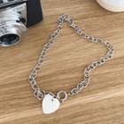 Heart Pendant Bold Chain Necklace Silver - One Size