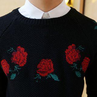 Embroidered Rose Sweater