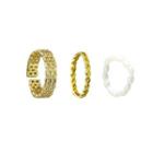 Set Of 3: Faux Pearl / Alloy Ring (various Designs) Set Of 3 - 01 - Gold - One Size