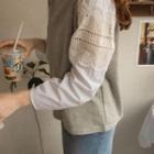 [exclusive] Contrast-panel Embroidery Sweatshirt