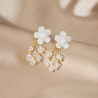 Faux Crystal Shell Flower Swing Earring E3352 - 1 Pair - As Shown In Figure - One Size