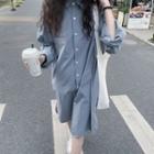 Long-sleeve Drop-shoulder Shirt Dress