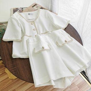 Set: Cropped Jacket + Straight-cut Shorts