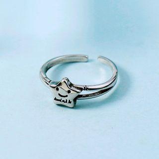Smiley Face Ring Silver - One Size