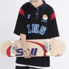 Elbow-sleeve Tiger Print Polo Shirt