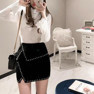 Studded Corduroy Mini Skirt