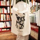 Bulldog Print Canvas Shopper Bag